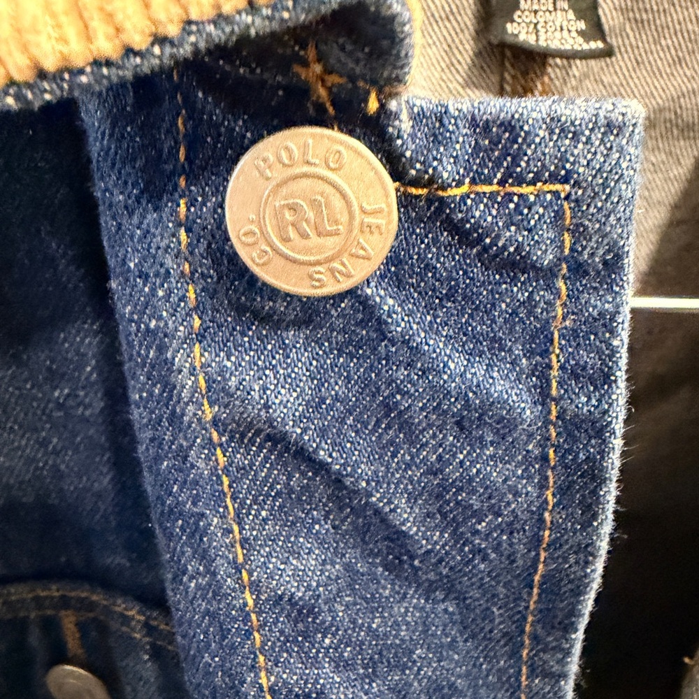 Ralph Lauren Polo Jeans Vintage 90s Denim Jacket Corduroy Collar Mens Large - Picture 7 of 11